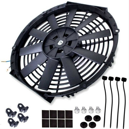 12" inch Universal Slim Electric Radiator Cooling Fan Push/Pull 12V 80W Mounting - Picture 7 of 11