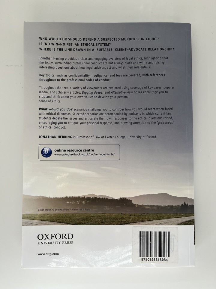 Legal Ethics, Oxford University Press, Second Edition by Jonathan