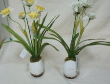 Two Small Glass Vases with Artificial Flowers & Watering Can With Flowers