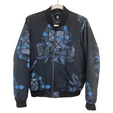 G-star Deline Slim Bomber Jacket Coat Urban Y2k Black Blue Graphic Edgy Medium