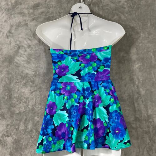 Women's 1 pc halter swim Dress Size 10 Blue / Purple rushing underwire - Picture 3 of 11