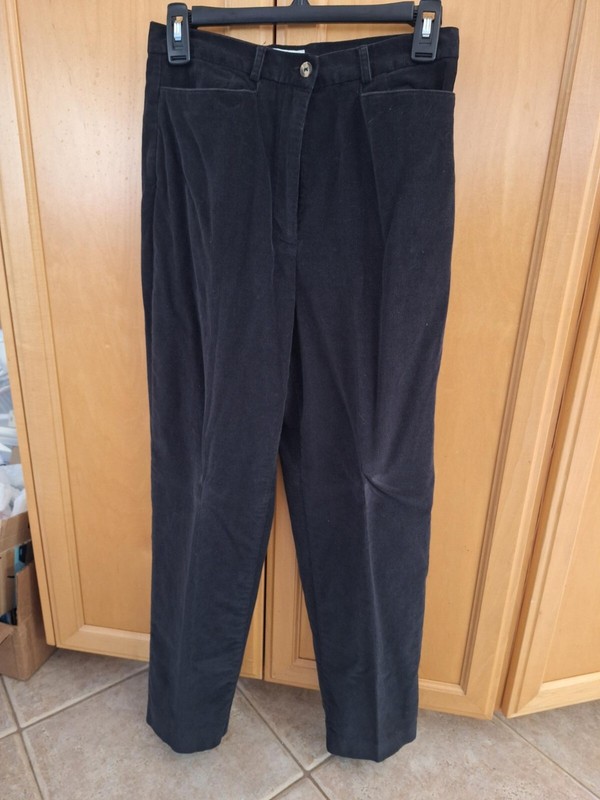 Talbots Velvet Corduroy Pants Women’s 8P Black Straight Leg Zip Button Stretch