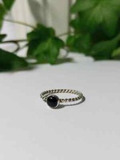 Solid 925 Sterling Silver Natural Black Onyx Ring Gemstone Jewelry For Her L 73