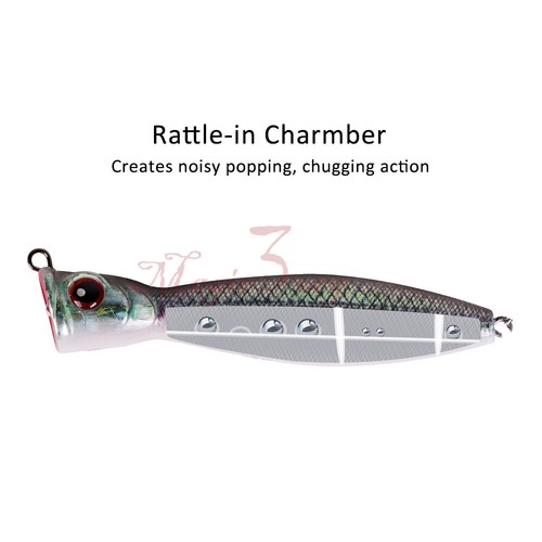 Lot 6pcs Plastic Popper Fishing Hard Lures Top Water Bass CrankBaits 0.6oz/4“ - Picture 7 of 12