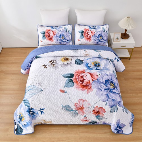 Soft Floral Bedspread Coverlet Set Patchwork Quilted Queen King Size Bedding AU - Picture 53 of 84