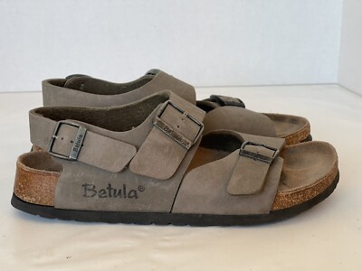 Betula Milano BirkoFlor Leather Hard Footbed Gray Brown Sandals EU 37 US M 4/W6