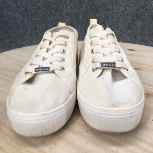 Bebe Shoes Womens 10 Sneakers White Canvas Lace Up Comfort Low Top Casual Flats - 第 5/10 張圖片