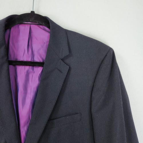 Paul Betenly Jacket Mens 40R Navy Blue Pinstripe Roberto Ceramica Blazer - Picture 2 of 12