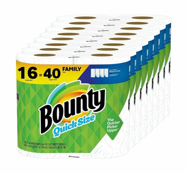 Bounty Quick Size Paper Towels, White, 8 Family Rolls = 20 Regular Rolls