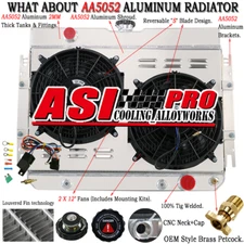 Aluminum 3 Row Radiator Fan Shroud For 63-68 Chevy Impala Bel Air Biscayne l6 V8