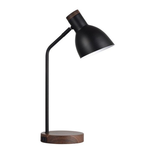 18 In Round Metal Desk Lamp Office Built-In AC Outlet Base Mid-Century Modern - Picture 2 of 7