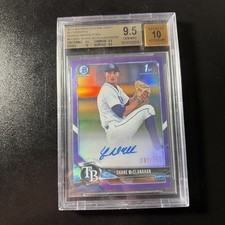2018 BOWMAN CHROME SHANE MCCLANAHAN 1ST PURPLE REFRACTOR AUTO /250 BGS 9.5 GEM +