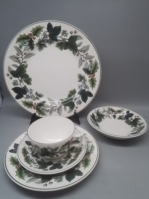 Spode Porzellan,Green Garland,5-Teiliges Gedeck,Speiseteller,Grüne Ranke
