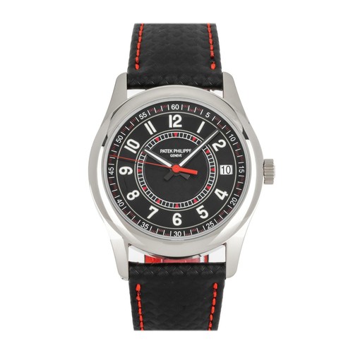 Patek Philippe Calatrava Date White Gold Auto 40mm Carbon Motif Watch 6007G-010