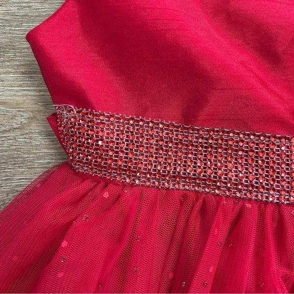 Vestido Cherokee Niñas Rojo Tul Brillante Vacaciones Navidad Talla 4/5 Capas Fiesta Foto 4 de 4