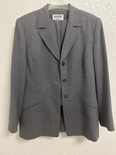 Kasper ASL Vintage 90s 3pc Skirt Suit Grey Floral Bodice Size 14
