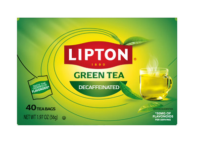 Lipton Green Tea, Decaffeinated, Tea Bags 40 Count Box