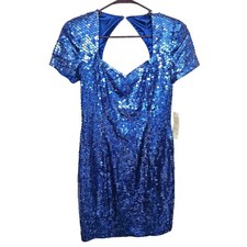 Adrianna Papell Sequin Blue Evening Dress NEW NWT Vintage Size 10 New Years Date