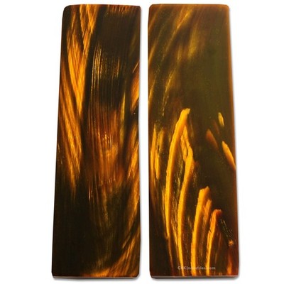Buffalo Horn Handle Scales Flat Top Amber Brown 3.50x1.0x0.156 Inch Craft Tool