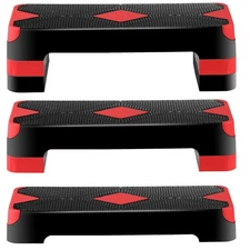 26.5" Aerobic Exercise Step Platform w/4 Risers Adjustable Workout Stepper Red