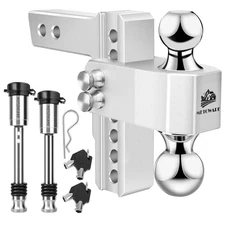 2-Inch Receiver Adjustable Trailer Hitch - Heavy Duty Tow Hook with 6-Inch Drop