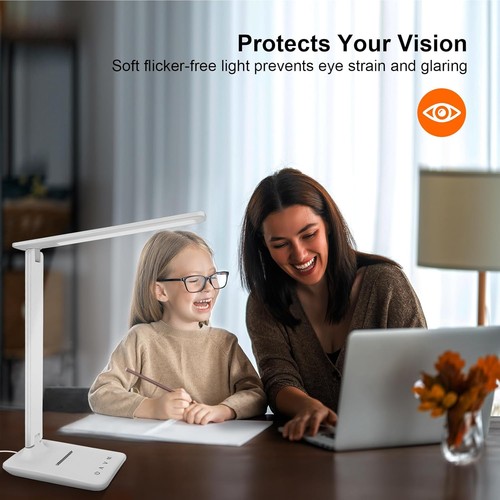 LED Desk Lamp Dimmable Table Lamp with USB Charging Port, 5 Lighting Modes, Sens - Picture 2 of 15