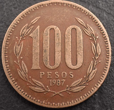 1987 ~ Chile  Coin  ~  100 Pesos  ~  #0176
