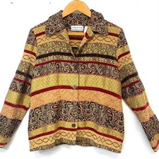 Alfred Dunner Woven Tapestry Jacker Blazer Vintage Paisley Earth Tone Size 8P