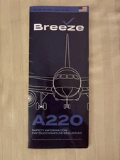Breeze Airways Safety Card Airbus A220 NEW Breeze Airlines