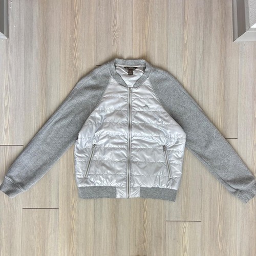 Tommy Bahama Womens Quilted Full Zip Jacket Size S Small Grey Silver Hybrid