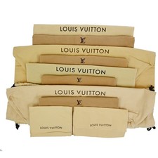 LOUIS VUITTON Logo 10 Set Dust Bags Drawstring Canvas Cotton Beige Brown 09KC018