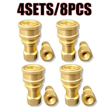 4 Sets Brass 1/4" Quick Disconnect Coupler For Carpet Cleaning Wands Hoses Kit