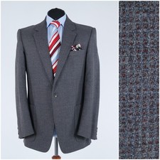 Mens Tweed Jacket 42R UK Size KAPTAINMORGAN Check Grey Wool Sport Coat Blazer