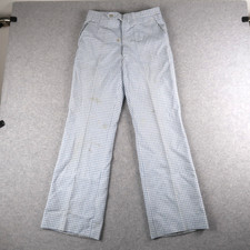 Vintage 70s Sears Roebuck Mens Flare Blue Plaid Trousers Pants Size 28x31