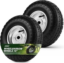 2 x 10" PNEUMATIC SACK TRUCK TROLLEY WHEEL BARROW TYRE TYRES WHEELS 4.10/3.5-4.0