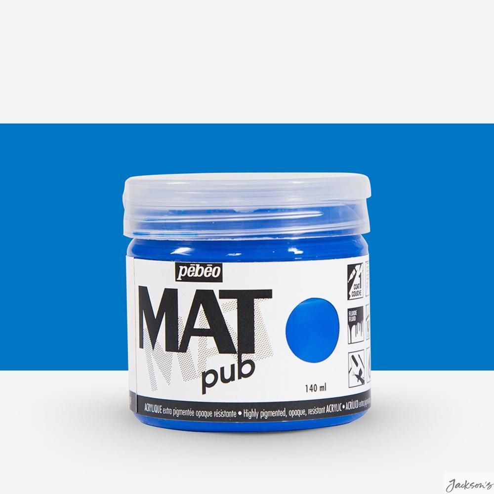 Pebeo Mat Pub Acrylic Paint Acrylic 140ml Cyan Blue For Murals Posters Banners