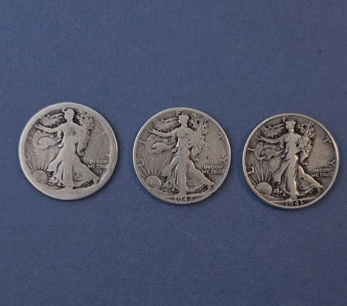 3 Walking Liberty Half Dollar Coins 1942 1943 & no date