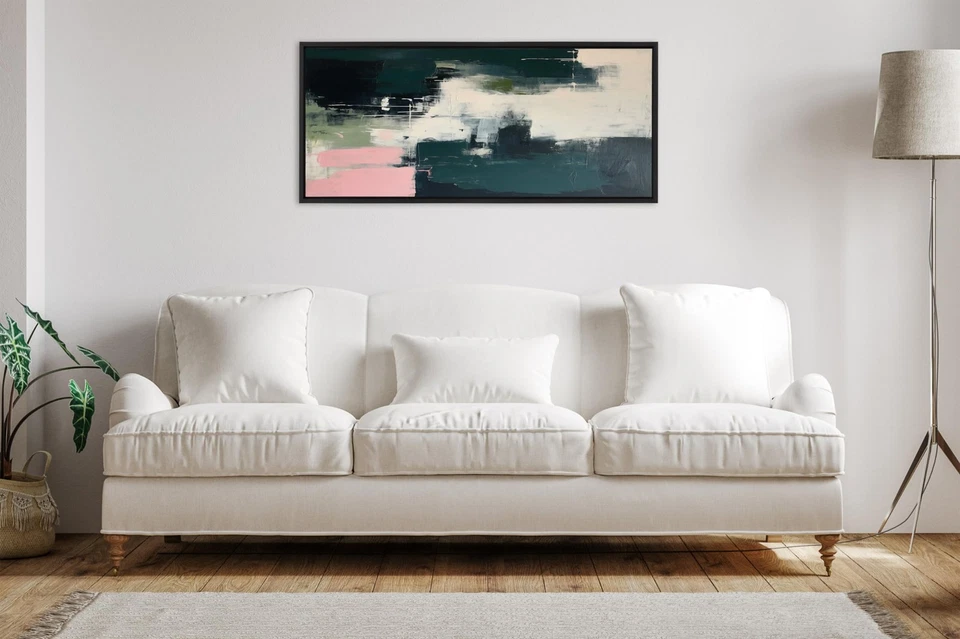 Sylvie Emerald Blush Framed Canvas Wall Art by Amy Lighthall; 18x40 Black; Co... - Image 3 of 4