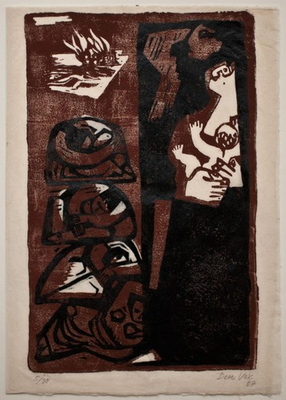 #ad Dore Meyer Vax Mutter Kind Abstrakt Der Kreis signiert Farbholzschnitt 1967 5 30 EUR 220.00