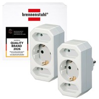 Brennenstuhl 2Er Set Mehrfachsteckdose, Steckdosenadapter 3-Fach Set, Weiß
