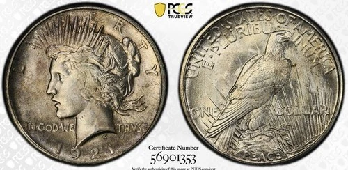 1921 HIGH RELIEF PEACE PCGS MS65! EXTREMELY SCARCE! PQ++++WOW RARE NR #64484