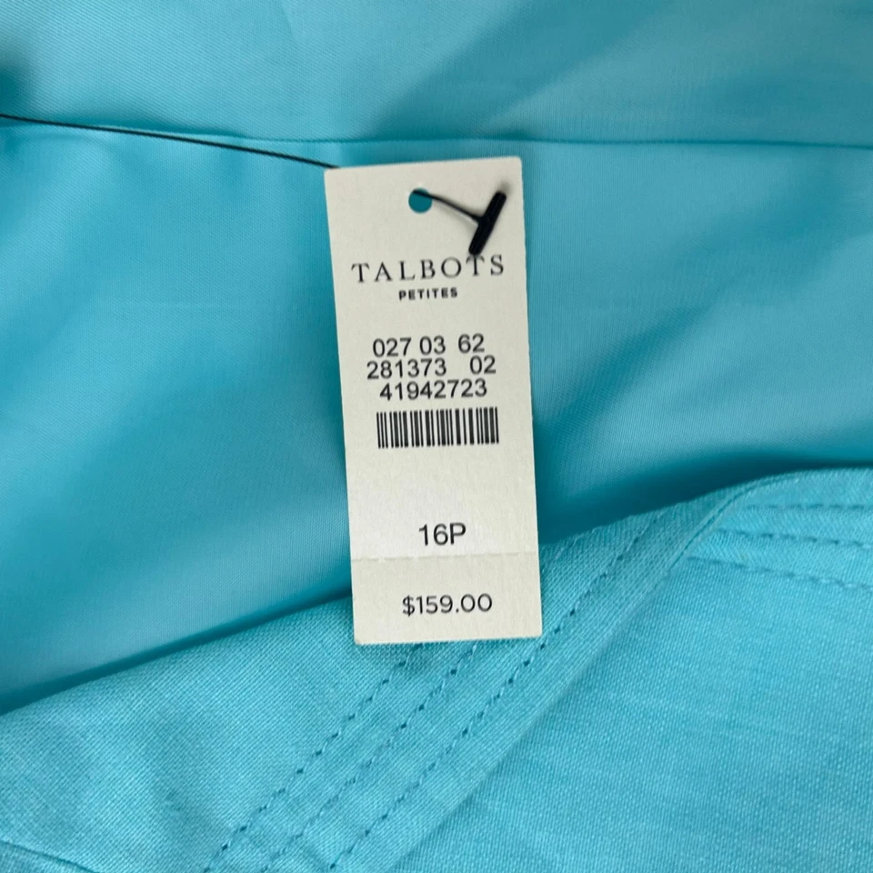 Talbots Jacket Womens 16P Blue Linen Lined Long Sleeves Open Coat NWT - Image 3 of 4