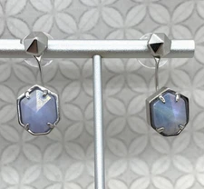 Kendra scott Jordy Ear Jackets Earrings silver Tone Blue Lace Agate Used