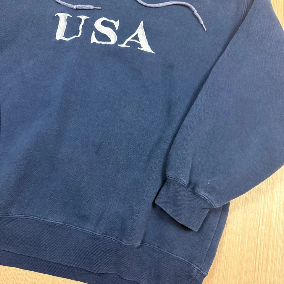 Sudadera con Capucha Merona Años 90 Vintage EE. UU. Grande Azul Marino Clásica y2k Bordada Foto 4 de 4