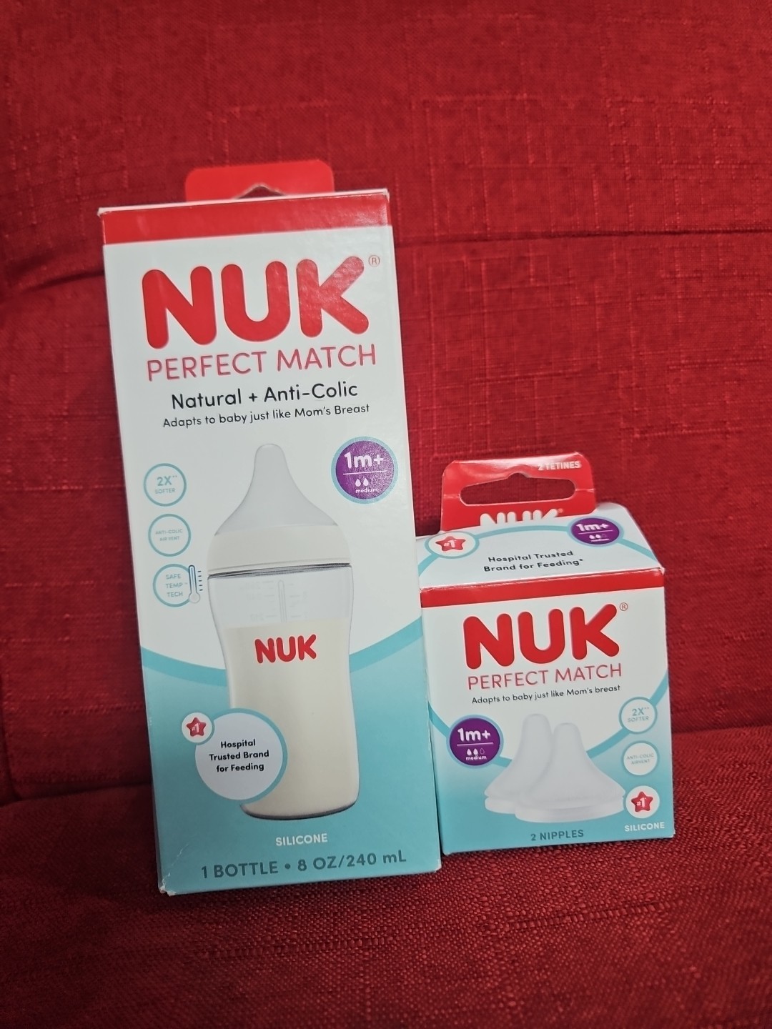 NUK Perfect Match 8 oz Bottle, Medium Flow 1M Infant Feeding