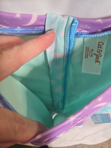 Cat & Jack Girls Mermaid One Piece Swimsuit Rash Guard Short Sleeve NWT 14 XL  - Picture 9 of 9