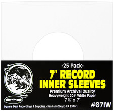  25 7" Record Inner Sleeves - White ARCHIVAL Paper ACID FREE 45rpm - 07IW