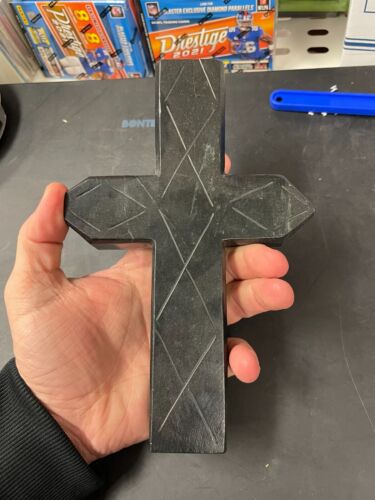Ornate Cross Crucifix Heavy decorative Christian Catholic Religion Black Stone
