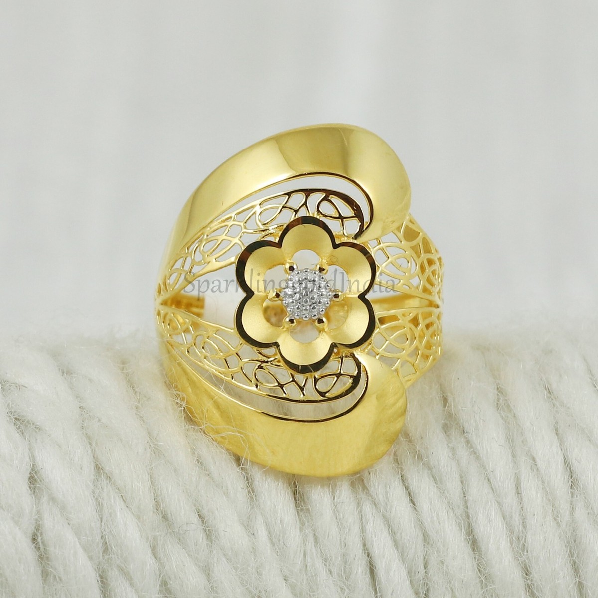 22k Fine gold Ring, 22k yellow gold designer handmade Ring for Unisex,  OOS3220
