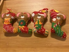 Handmade Fabric Primitive Christmas 6.5  Ornaments Set of 4